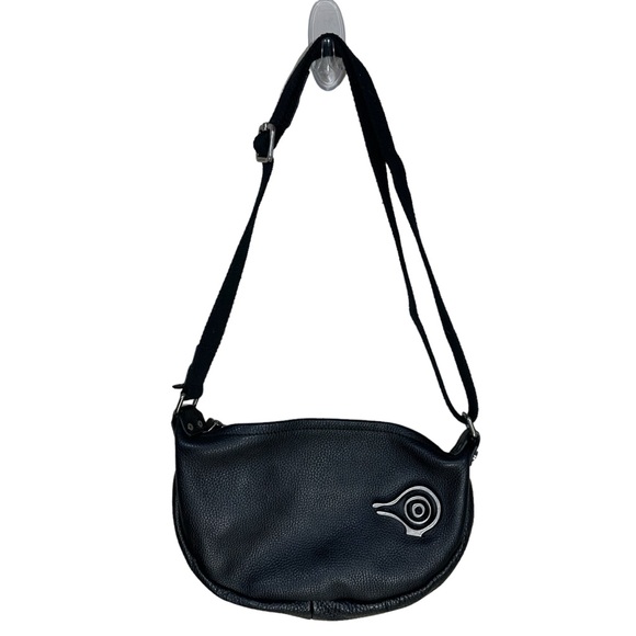 Orabird I am bird hobo black leather shoulder bag purse metal bird accent - Picture 1 of 9